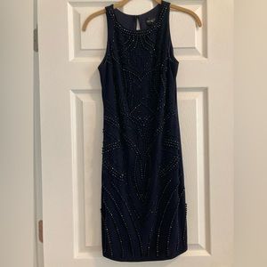 Navy Beaded Cocktail Dress Size 2